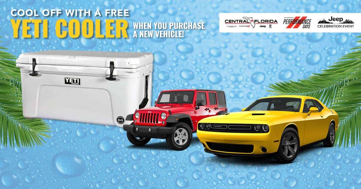 Cool off with a Yeti cooler when you purchase a new vehicle! Central Florida Chrysler Dodge
