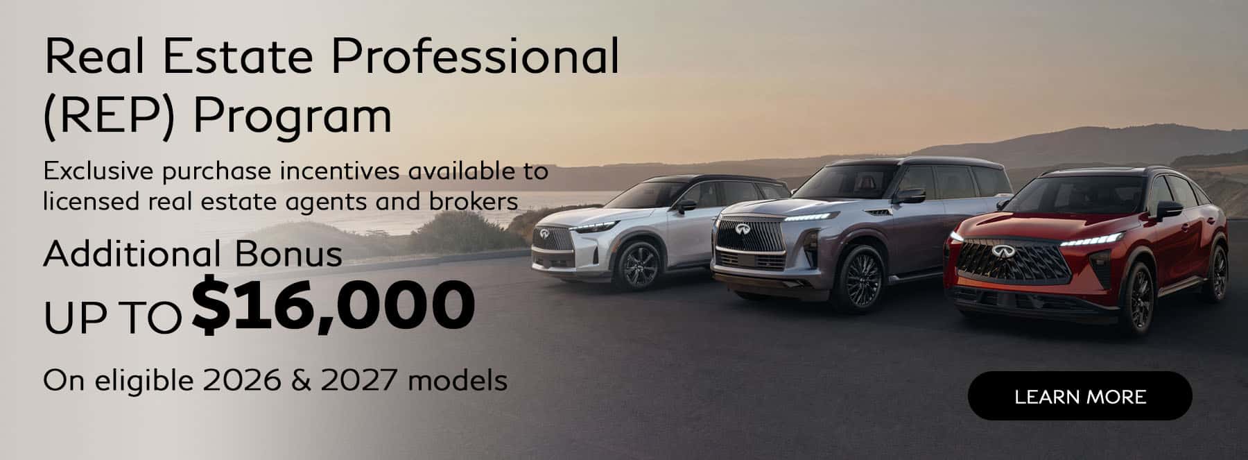 Real Estate Program - up to $16,000 additional bonus on new 2026 and 2027 INFINITI models