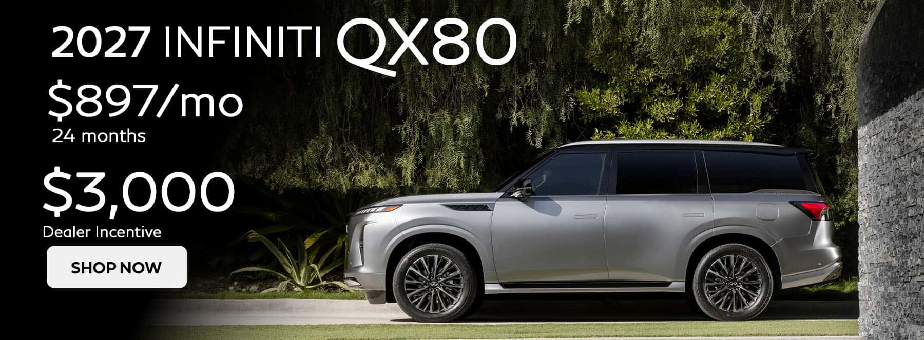 2027 INFINITI QX80 for eight ninety seven a month