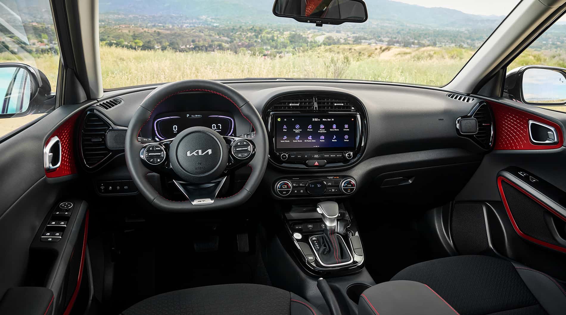 Shot of the interior of a Kia Soul.