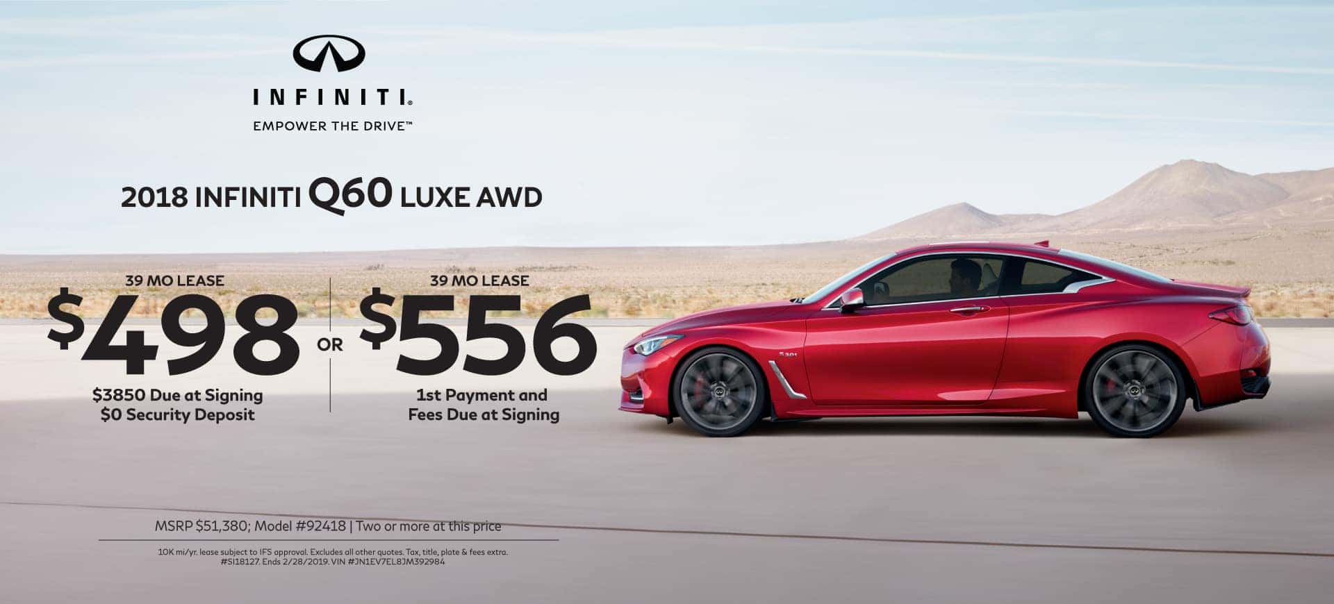 2018 INFINITI specials Q60 3.0T LUXE AWD