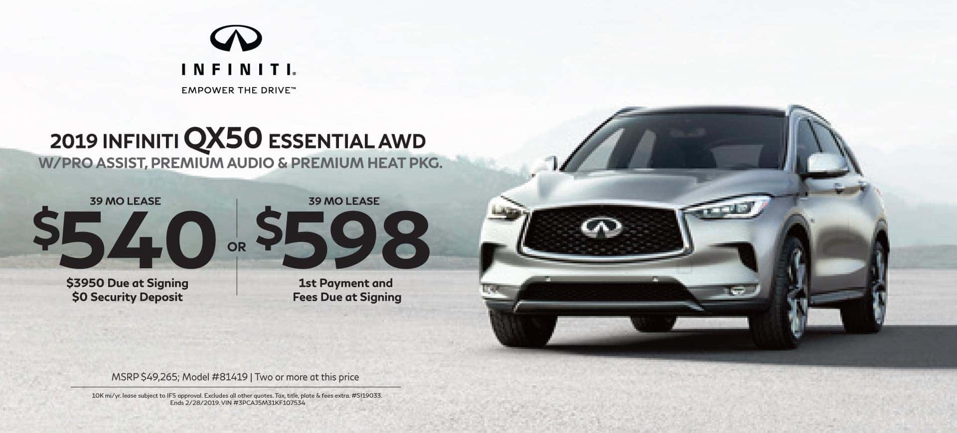 2018 INFINITI specials QX50 ESSENTIAL AWD