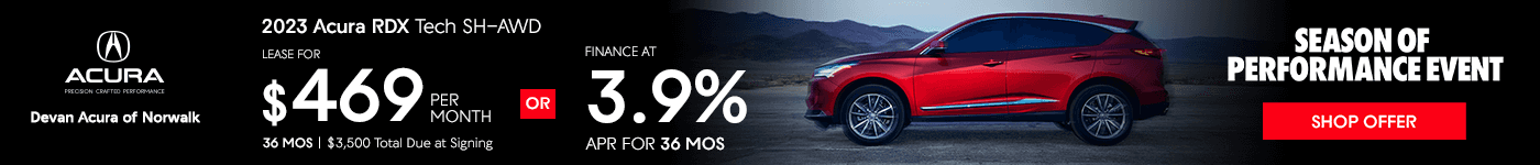 2023 Acura RDX Tech SH-AWD Lease for $469 /mo for 36 Months $3,500 Total Due at Signing OR Finance at 3.9% for 36 Months