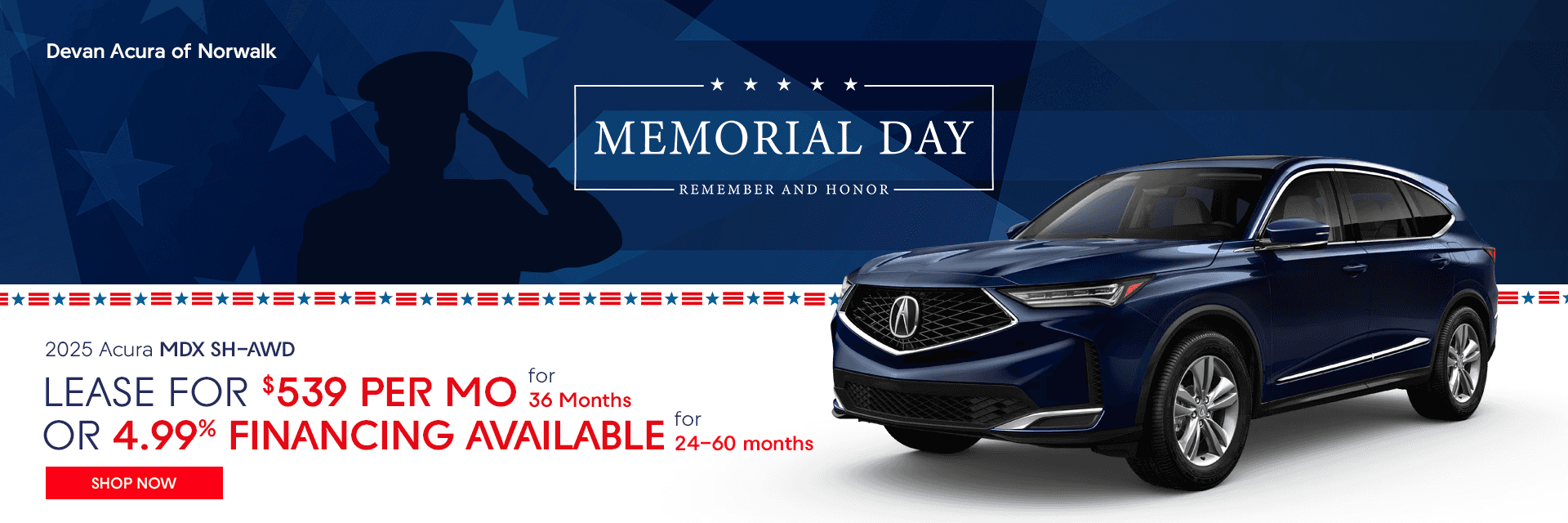 2025 Acura MDX SH-AWD Lease for $539/mo for 36 Months OR 4.99% Financing Available for 24-60 months