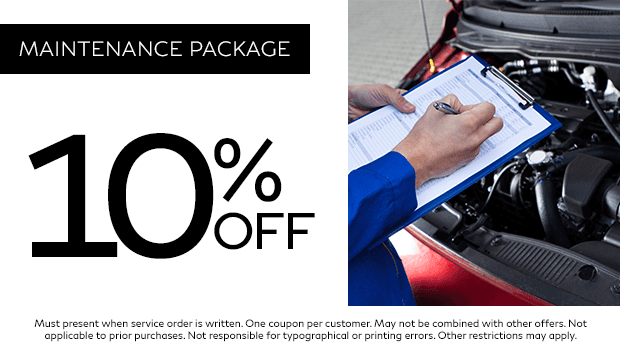 Coupon for 10% off INFINITI service maintenance package in Corpus, Christi, TX at Ed Hicks INFINITI