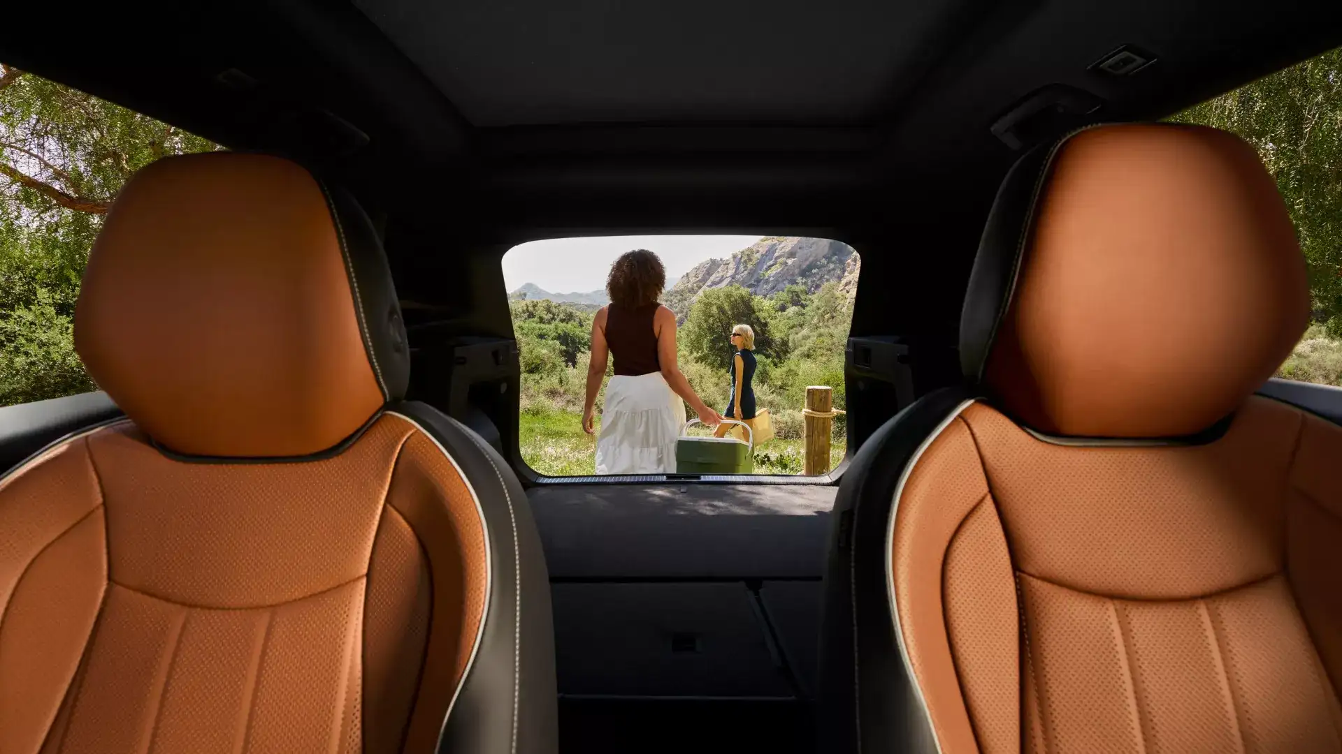 2025 VW Tiguan cargo capacity image from the front seat into the trunk view