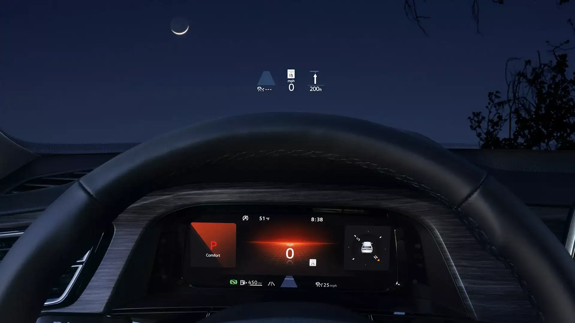 2026 Volkswagen HUD safety feature being shown on the windshield
