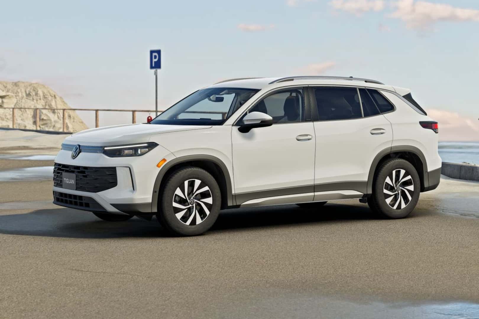 2026 Volkswagen Tiguan S trim level parked on an oceanside cliff