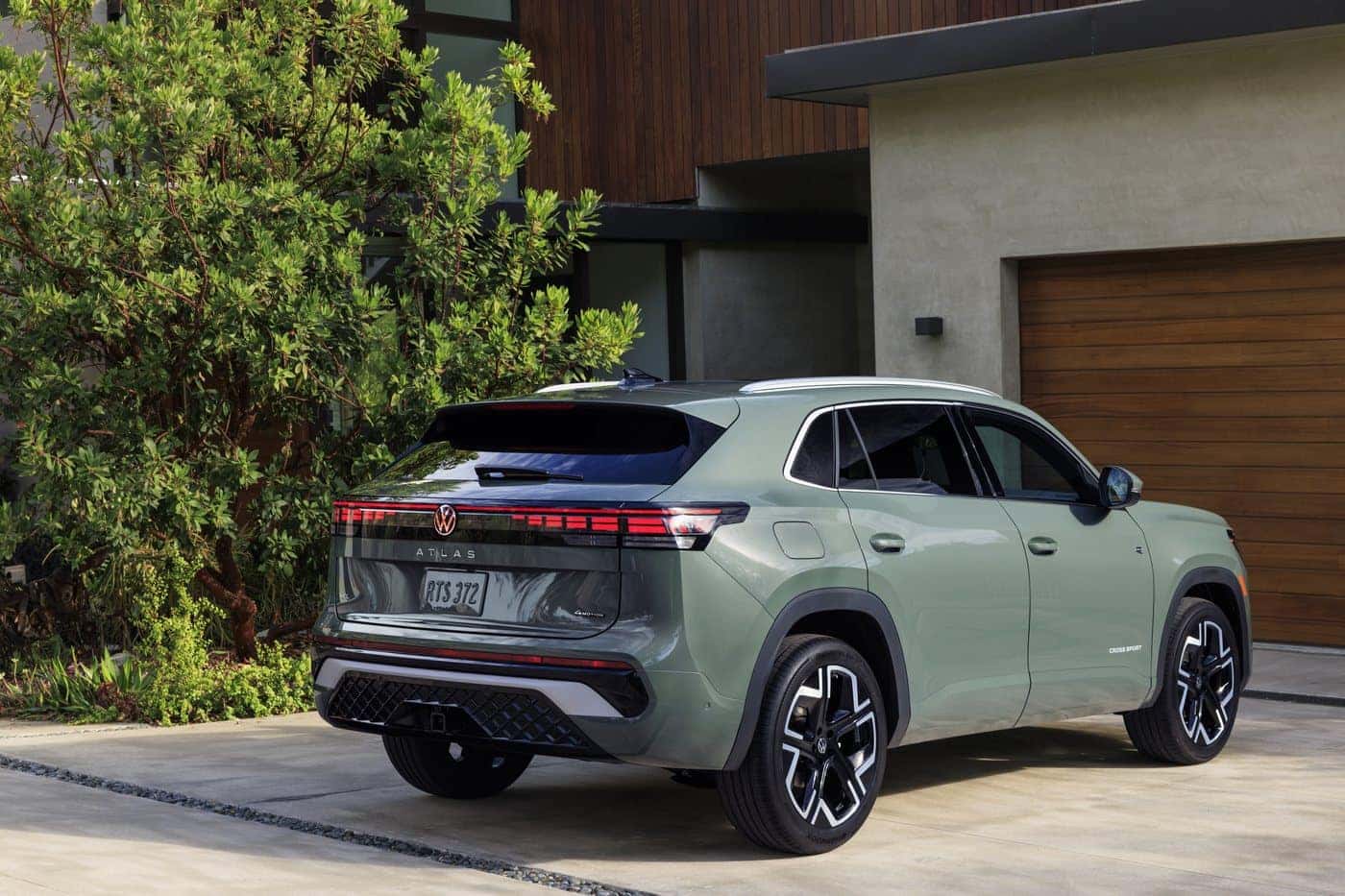 2027 Volkswagen Atlas Cross Sport rear with full-width LED taillight
