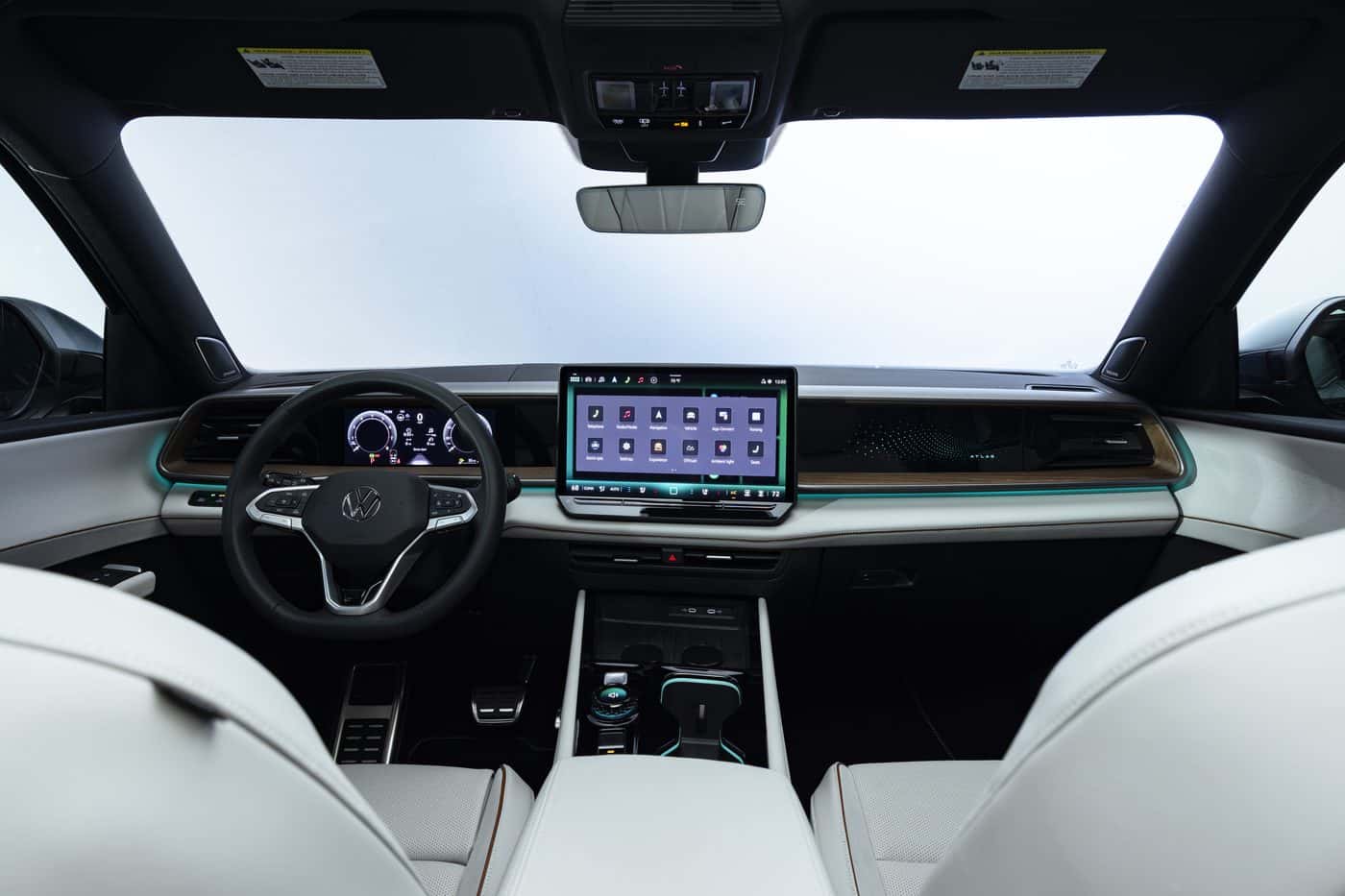 2027 Volkswagen Atlas interior dashboard with large touchscreen and digital cockpit