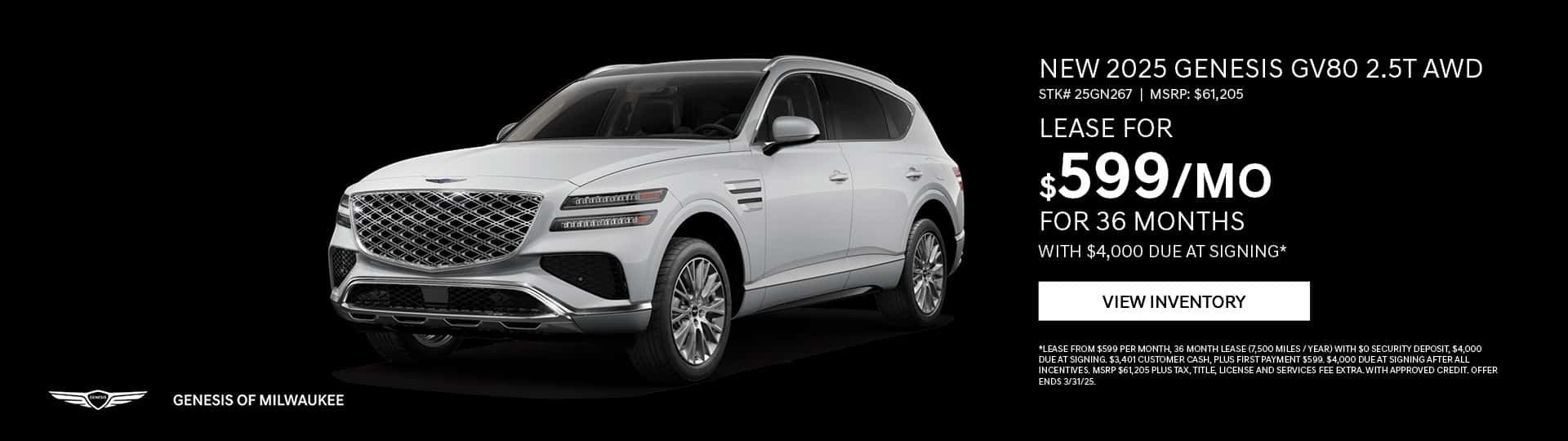 Mar 25 - 2025 Genesis GV80 2.5 T AWD in Waukesha, WI
