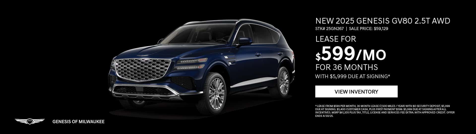 April 25 - 2025 Genesis GV80 2.5T AWD in Waukesha, WI
