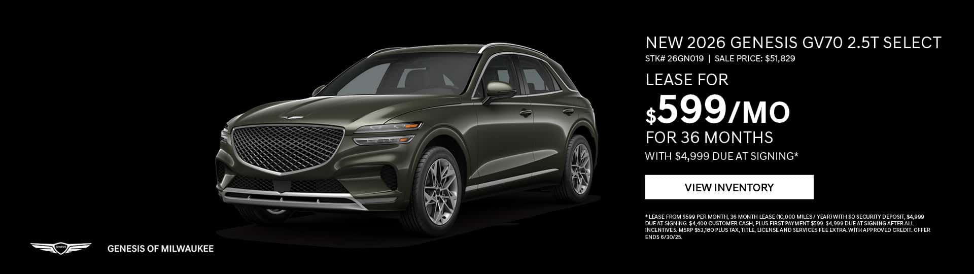 June 25 - 2025 Genesis GV70 2.5T Select near Milwaukee, WI