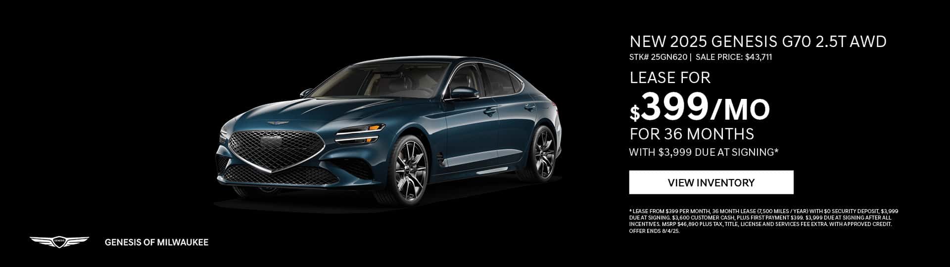 July 25 - 2025 Genesis G70 2.5T AWD in Oconomowoc, WI