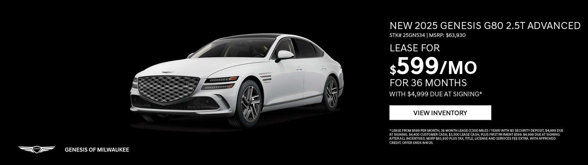 July 25 - 2025 Genesis G80 2.5T Advanced in Oconomowoc, WI