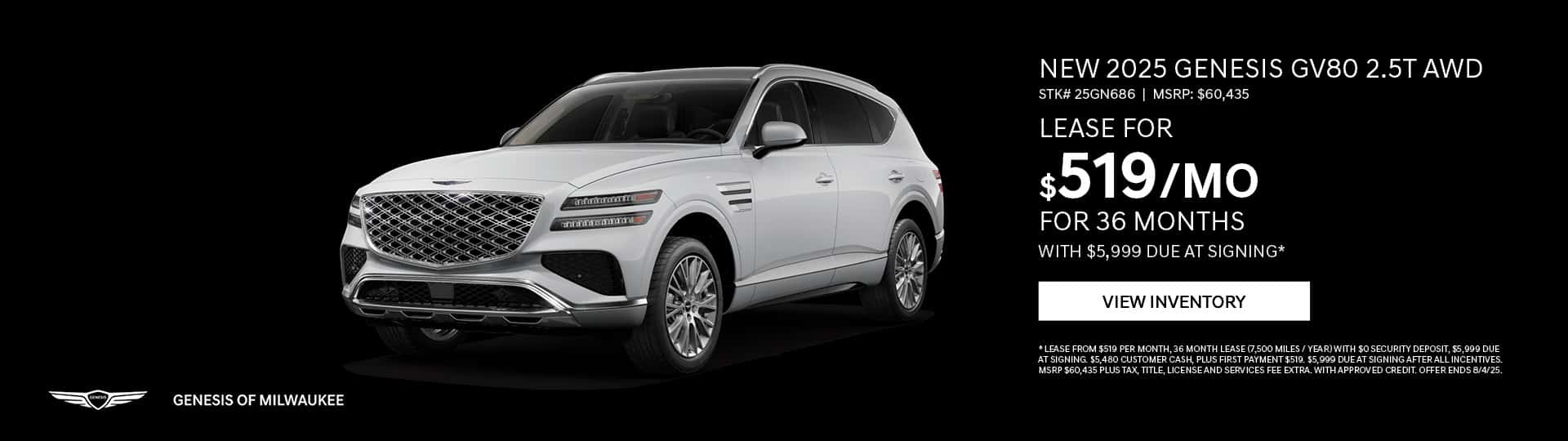 July 25 - 2025Genesis GV80 2.5T AWD in Oconomowoc, WI