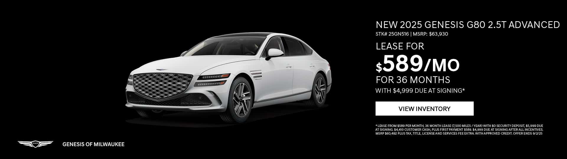 Aug 25 - 2025 Genesis G80 2.5T Advanced in Waukesha, WI