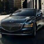 Front exterior view of a 2023 Genesis G80 for sale in Milwaukee