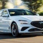 Front exterior view of a 2023 Genesis G70 for sale in Waukesha, WI