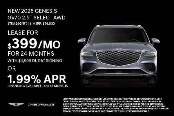 Save on a New 2026 Genesis GV70 2.5T Select AWD