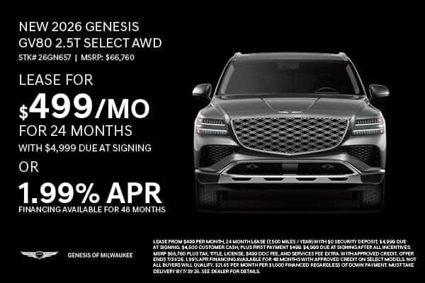 Save on a New 2026 Genesis GV80 2.5T Select AWD
