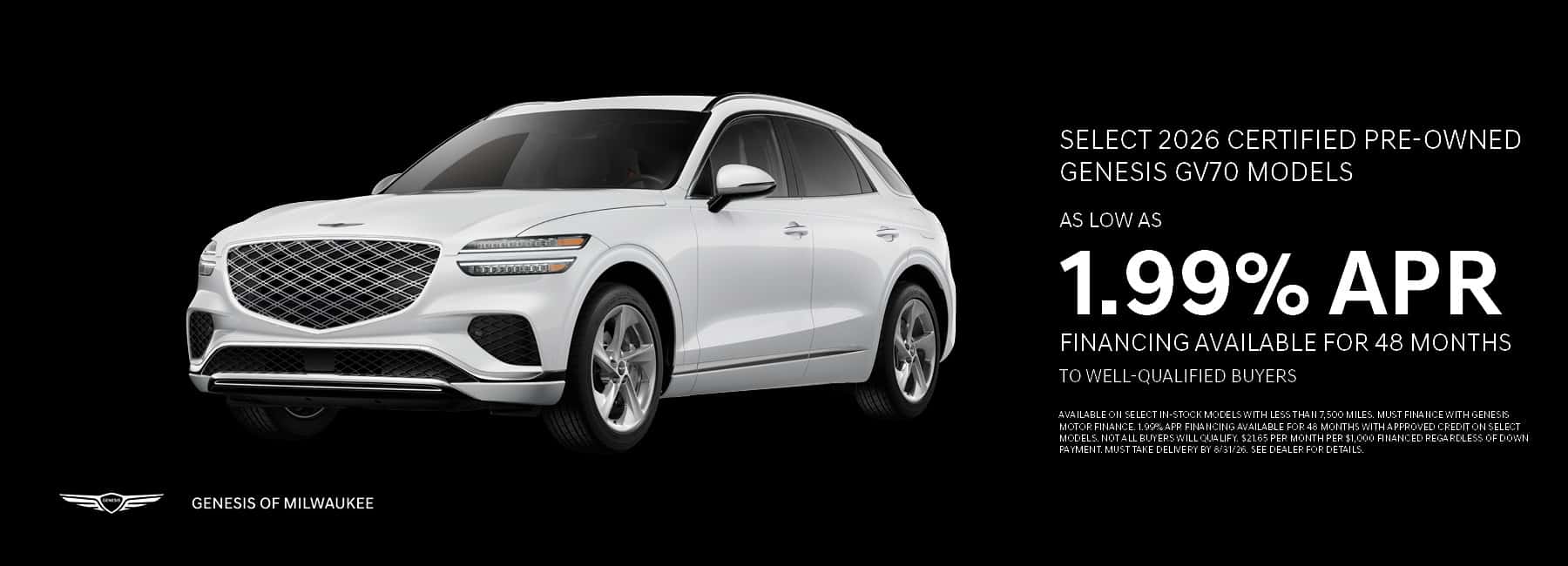 Aug 26 - Save on a Certified Pre-Owned Genesis near Milwaukee