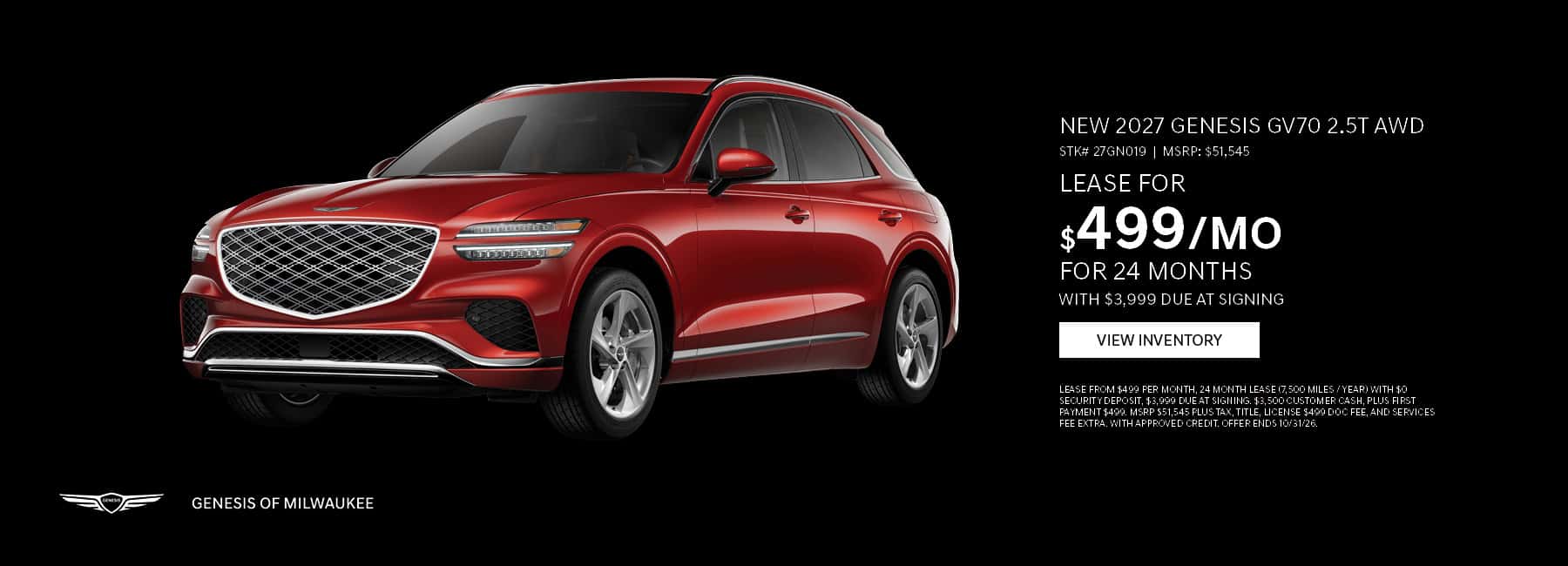 Save on a New 2027 Genesis GV70 2.5T AWD!