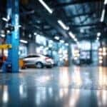 Car in service shop.