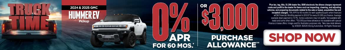 2024&2025 GMC Hummer EV Pickup 0% APR for 60 Months* or $3,000 Purchase Allowance**