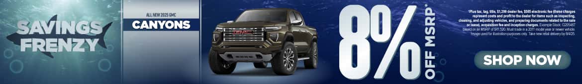 All New 2025 GMC Canyons - 8% off MSRP - Shop Now