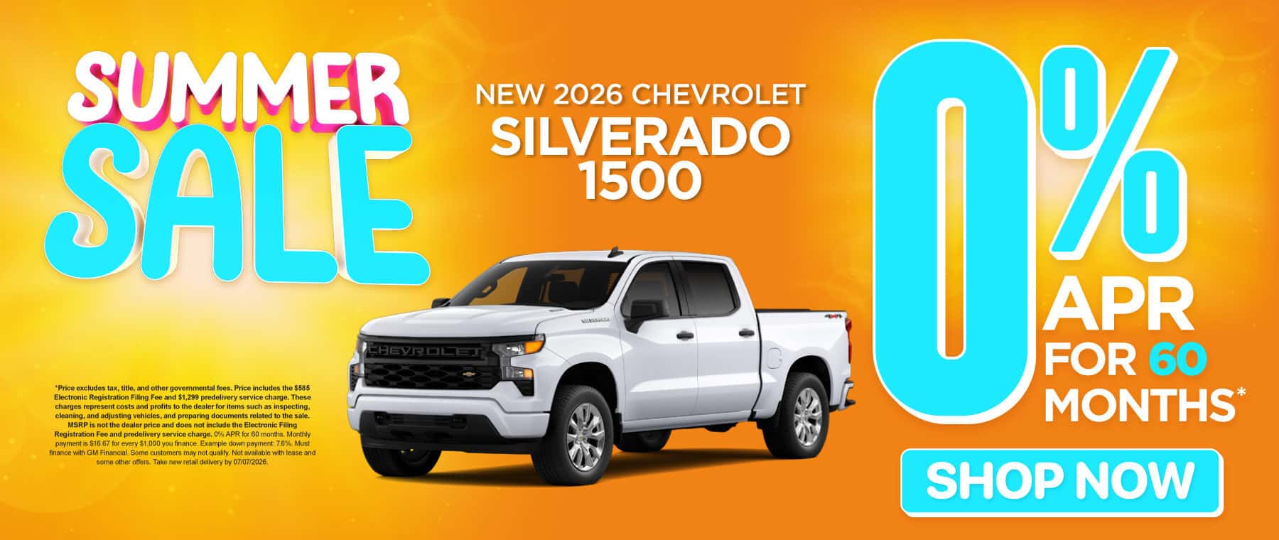 New 2026 Chevrolet Silverado 1500 0% APR for 60 months*