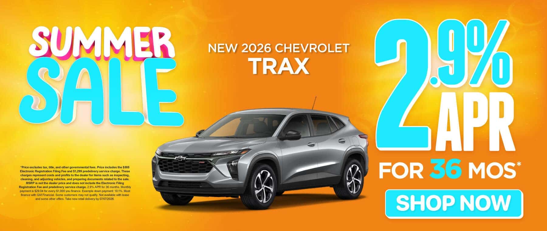 New 2026 Chevrolet Trax 2.9% APR for 36 months*