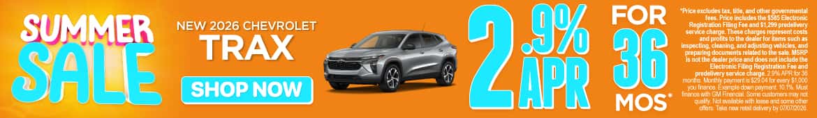 New 2026 Chevrolet Trax 2.9% APR for 36 months*