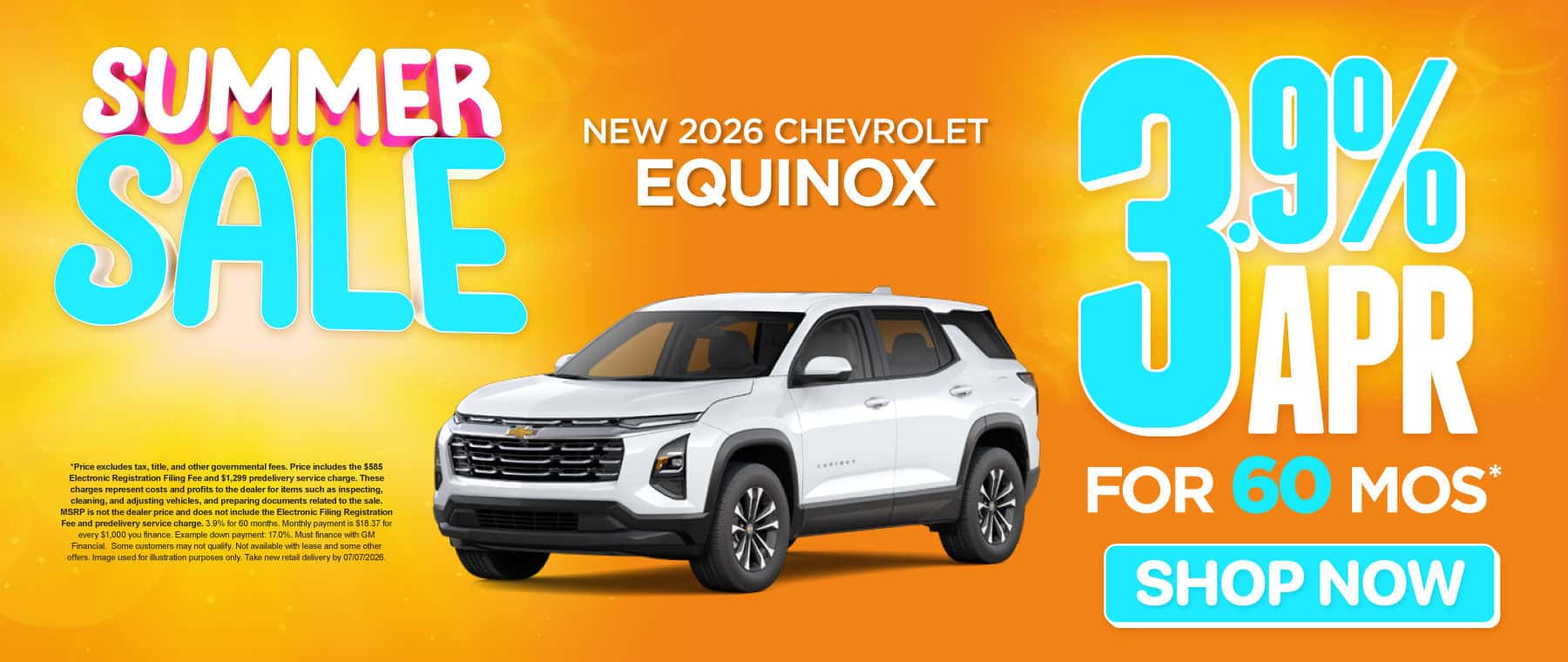 New 2026 Chevrolet Equinox 3.9% APR for 60 months*