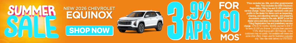 New 2026 Chevrolet Equinox 3.9% APR for 60 months*