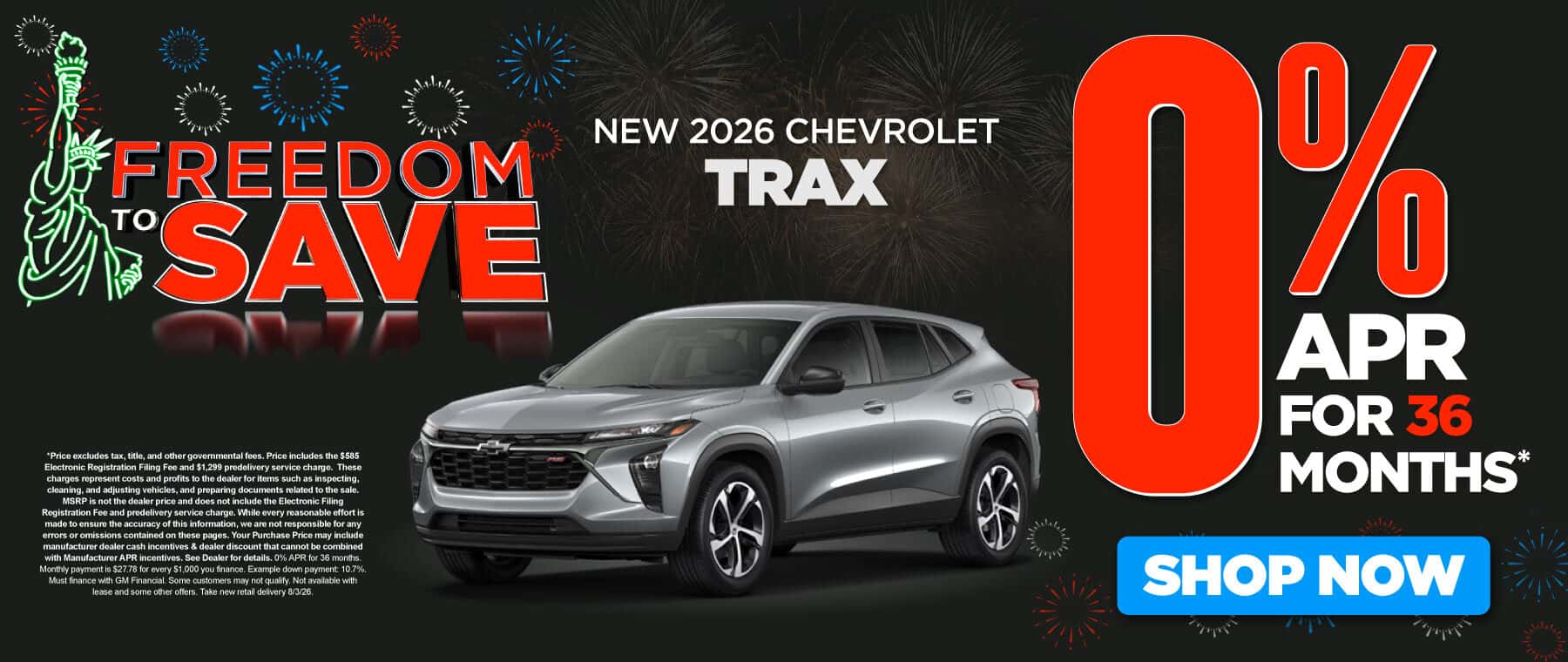 New 2026 Chevrolet Trax 0% APR for 36 months*