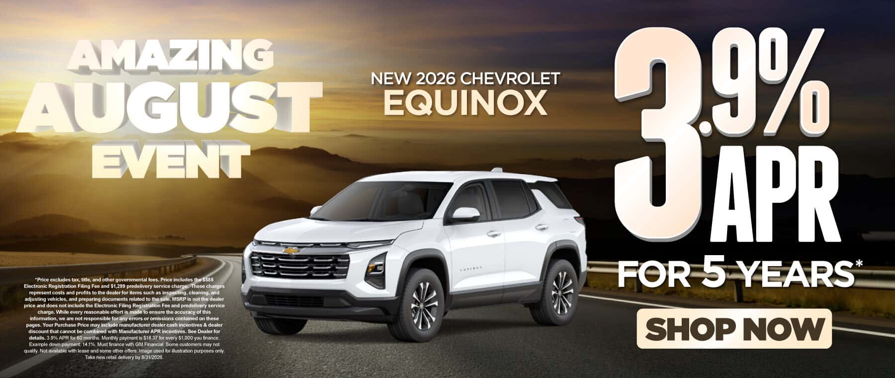 New 2026 Chevrolet Equinox 3.9% APR for 5 YEARS*