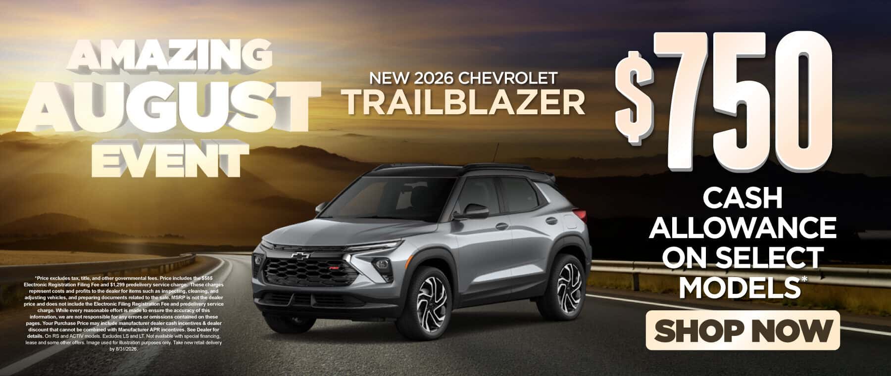 New 2026 Chevrolet Trailblazer $750 Cash Allowance on select models*