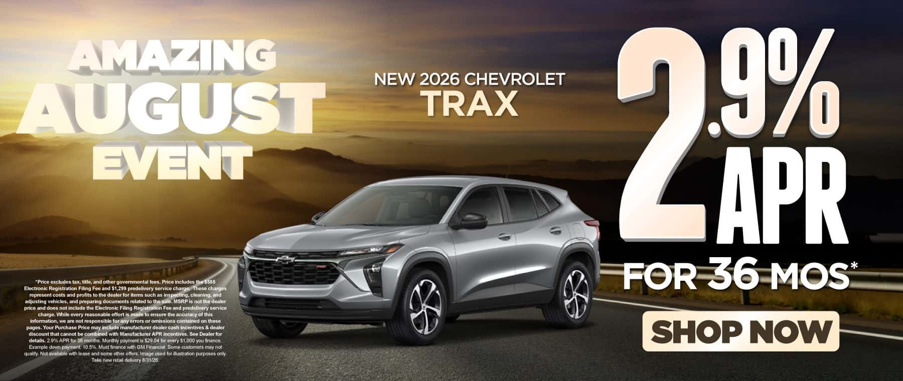 New 2026 Chevrolet Trax 2.9% APR for 36 months*