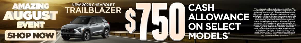 New 2026 Chevrolet Trailblazer $750 Cash Allowance on select models*
