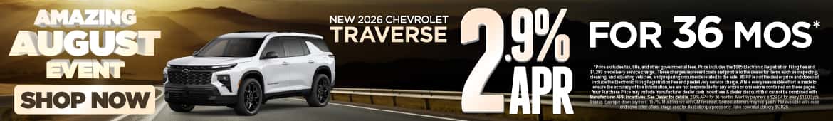 New 2026 Chevrolet Traverse 2.9% APR for 36 months*
