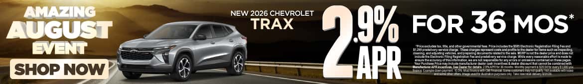 New 2026 Chevrolet Trax 2.9% APR for 36 months*