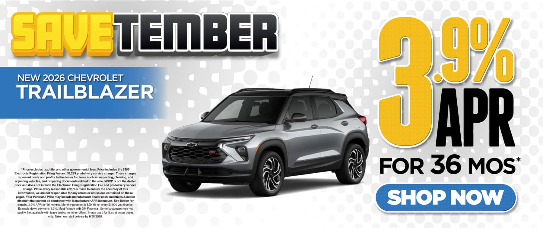 New 2026 Chevrolet Trailblazer 3.9% APR for 36 months*