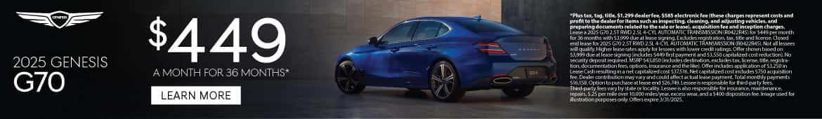 2025 Genesis G70 $449 for 36 months*