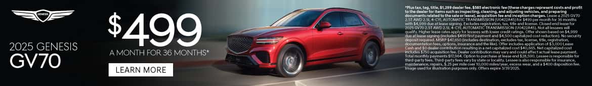 2025 Genesis GV70 $499 a month for 36 months*