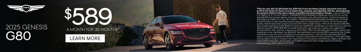 2025 Genesis G80 $589 a month for 36 Months*