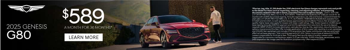2025 GENESIS G80-$589 a month for 36 Months*