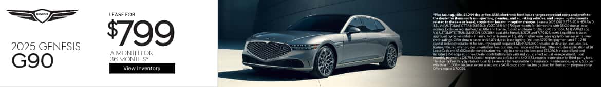 New 2025 Genesis G90 Lease for $799 a month for 36 Months*