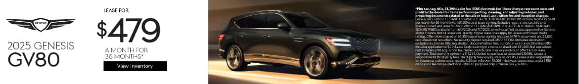 New 2025 Gensis GV80 Lease for $479 a month for 36 Months*