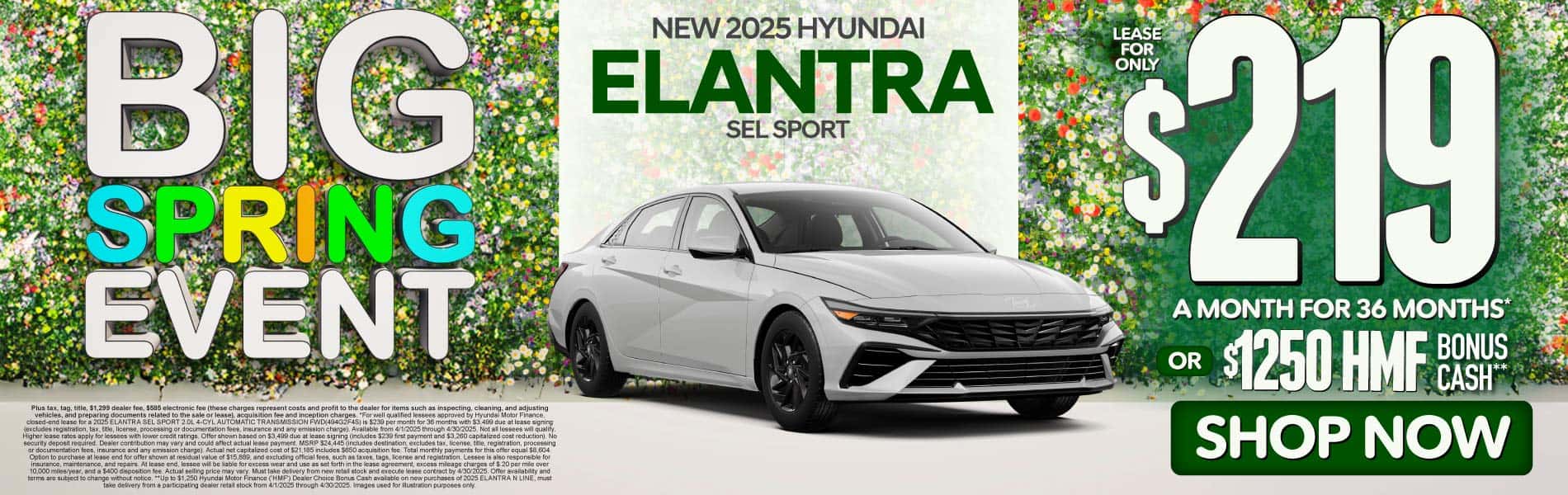 2025 Hyundai Elantra SEL Sport $219 a month for 36 Months* or $1,250 HMF Bonus Cash**